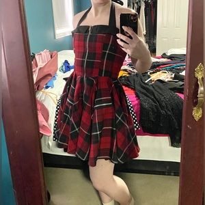 Hell Bunny Black and Red Plaid Dress Size S